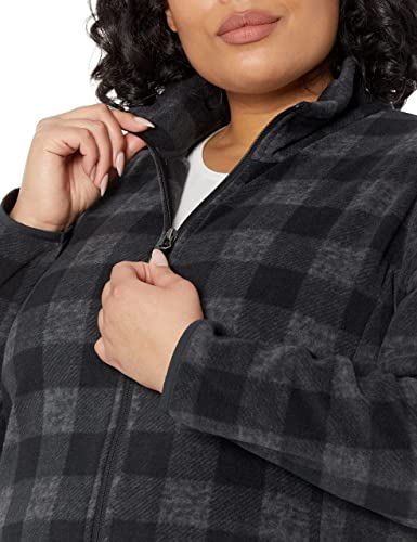 Amazon Essentials Women's Classic-Fit Full-Zip Polar Soft Fleece Jacket (Available in Plus Size), Charcoal Mini Buffalo Plaid, Medium