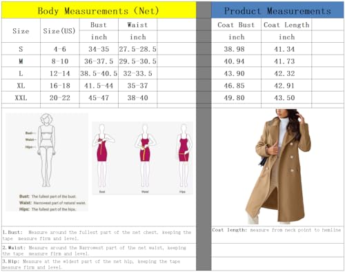 chouyatou Women's Winter Lapel Double Breasted Office Work Long Wool Pea Coat Overcoat (Medium, Black)