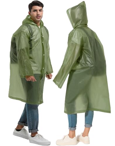 HOOMBOOM Rain Ponchos for Adults Reusable Raincoats Hooded for Women Men Survival Heavy Duty Military Impermeable 2 Packs Rain Coat