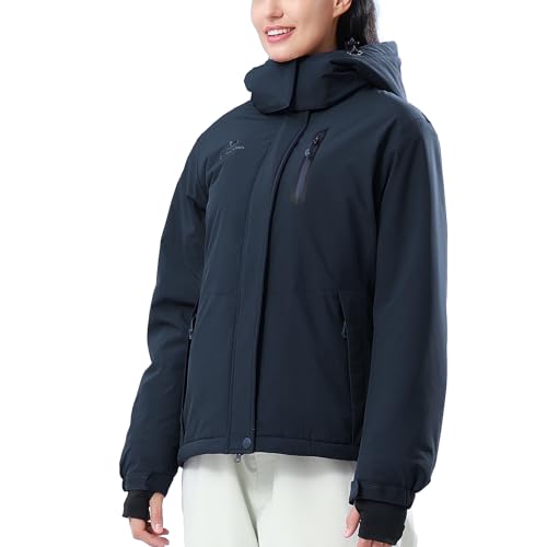 CAMEL CROWN Women's Ski Jacket Waterproof Warm Winter Snow Coat Hooded Mountain Outdoor Windbreaker Windproof Jacket XXXL