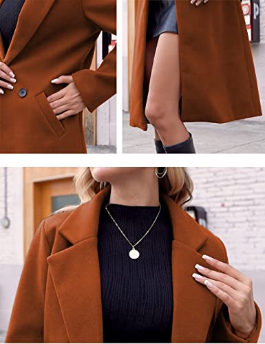 Hooever Women's Winter Wool Coat Casual Notch Lapel Single-Breasted Peacoat(aramel-M)