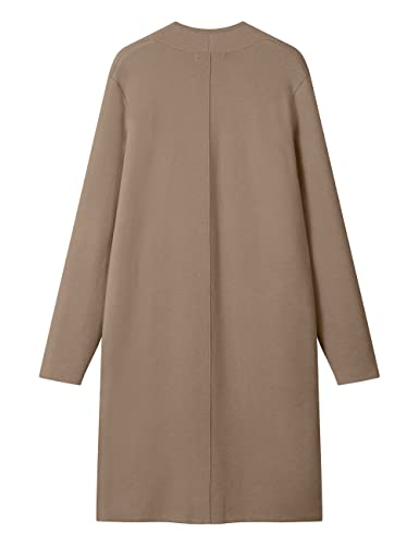 MEROKEETY Women's Winter Draped Long Cardigan Knitted Soft Sweater Jacket Coat 2024 with Pockets, Khaki, X-Large