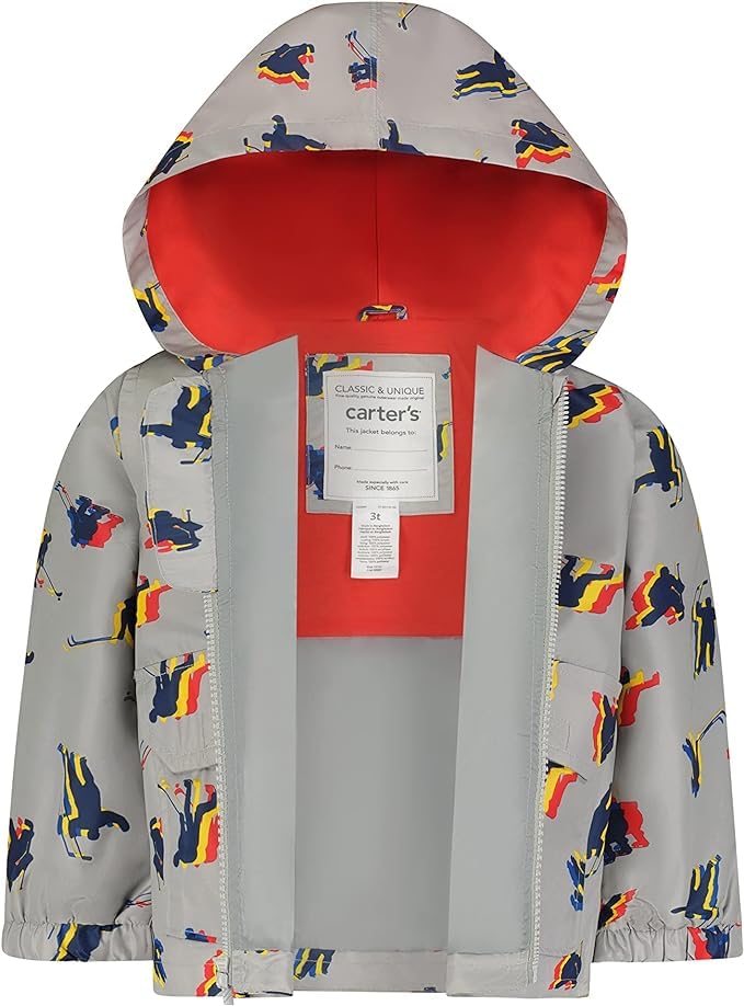 Carter's Boys' Jersey Lined Perfect Rain Lightweight Jacket, Grey, 5/6