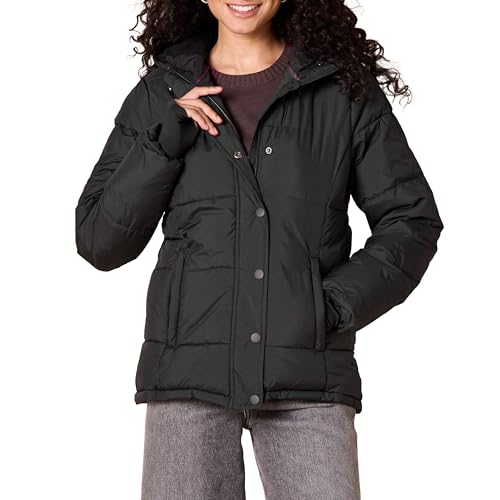 Amazon Essentials Women's Heavyweight Long-Sleeve Hooded Puffer Coat (Available in Plus Size), Black, XX-Large