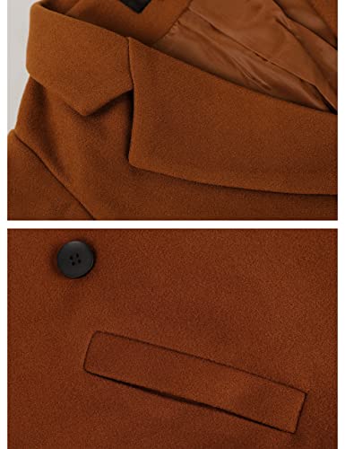 Hooever Women's Winter Wool Coat Casual Notch Lapel Single-Breasted Peacoat(aramel-M)