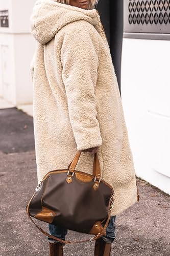 PRETTYGARDEN Winter Coats For Women 2024 Warm Full Zip Sherpa Fleece Long Puffer Jackets Outerwear (Brown,Large)