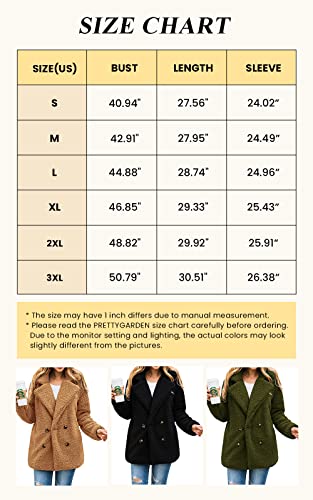 PRETTYGARDEN Women's Fashion Winter Coat Long Sleeve Lapel Button Faux Shearling Shaggy Oversized Shacket Jacket (Style Two Black,3X-Large)