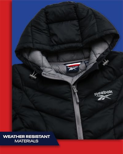 Reebok Women's Winter Jacket - Long Length Quilted Puffer Parka - Heavyweight Outerwear Coat for Women (S-XL), Size Medium, Jet Black