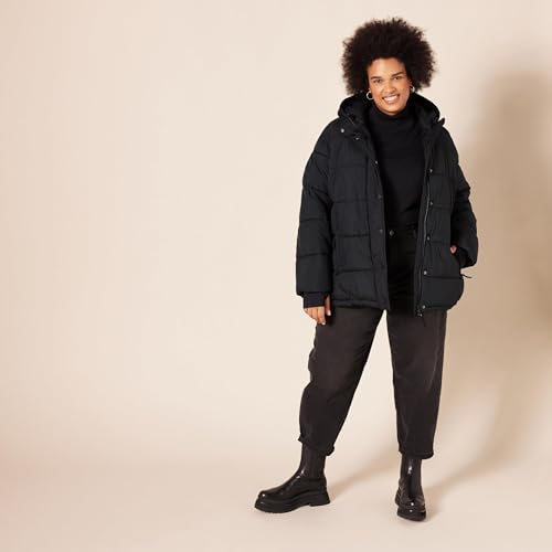 Amazon Essentials Women's Heavyweight Long-Sleeve Hooded Puffer Coat (Available in Plus Size), Black, XX-Large