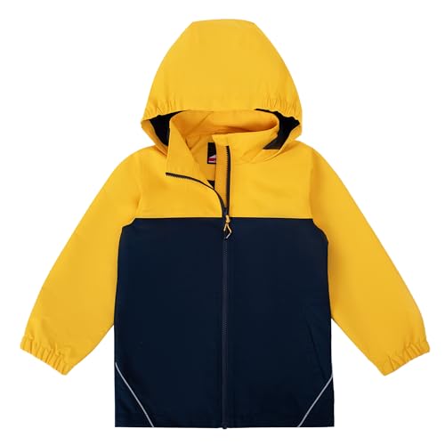 ODYSSEY-REFUGE Kids Rain Jacket Boys Girls Lightweight Raincoat Waterproof And Breathable Zip Up Hoodie Outdoor Raincoat Suitable For Children 5-14 Years Old