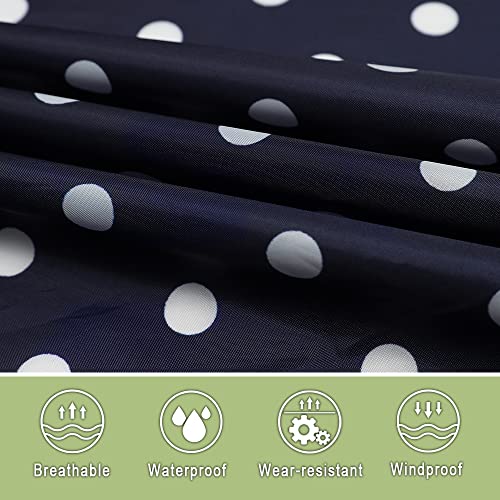 POWINSUN Fashion Hooded Rain Poncho Waterproof Raincoat Jacket with Pocket for Women/Men/Adult (A-Blue dot)