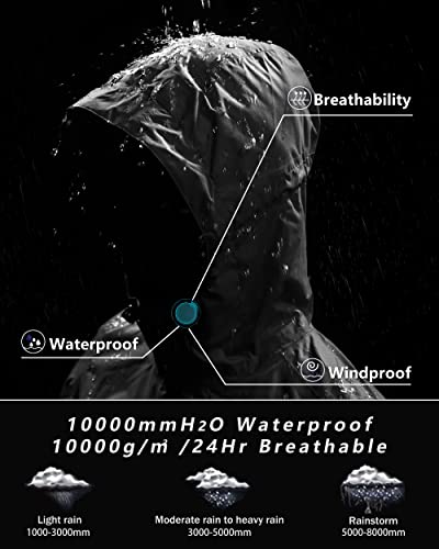 Outdoor Ventures Packable Rain Jacket Women Lightweight Waterproof Raincoat with Hood Cycling Bike Jacket Windbreaker