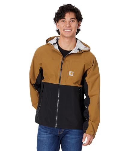 Carhartt Men's Storm Defender Relaxed Fit Lightweight Packable Jacket, Brown/Black, Large