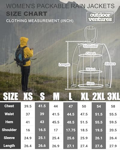 Outdoor Ventures Packable Rain Jacket Women Lightweight Waterproof Raincoat with Hood Cycling Bike Jacket Windbreaker