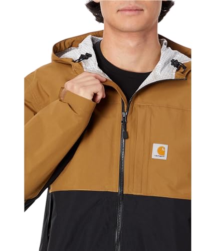 Carhartt Men's Storm Defender Relaxed Fit Lightweight Packable Jacket, Brown/Black, Large