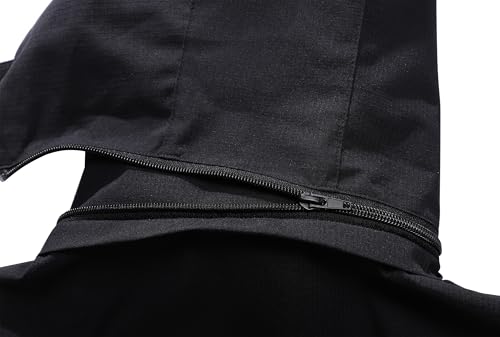 DECKTIN Women's Waterproof Raincoat Lightweight Rain Jacket Detachable Hood Travel Outdoor Black M
