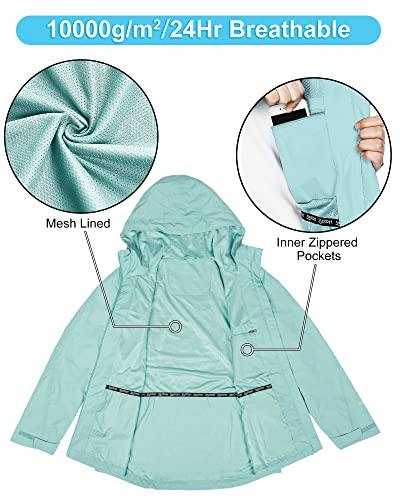 33,000ft Packable Rain Jacket Women Lightweight Waterproof Raincoat with Hood Cycling Bike Jacket Windbreaker