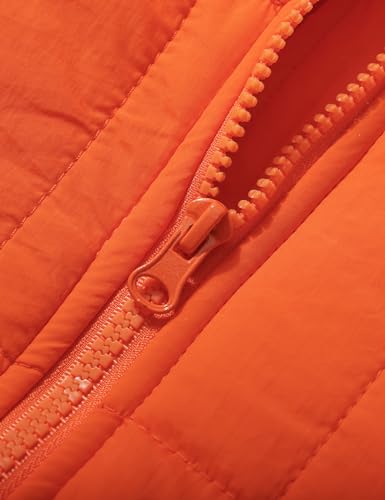 ROJZR Womens Lightweight Quilted Puffer Jackets Oversized Zip Up Packable Padded Jacket Winter Warm Down Coats (Orange-S)