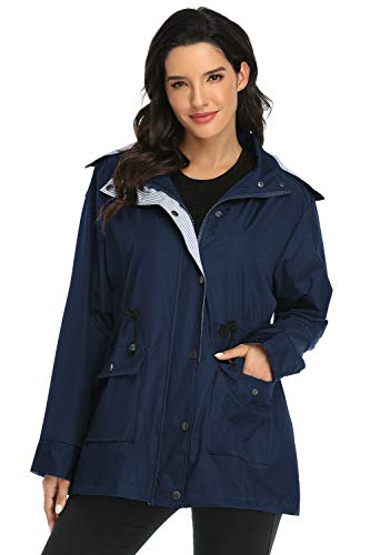 Arthas Women Light Rain Jacket Waterproof Active Outdoor Trench Raincoat with Hood Lightweight Plus Size for Girls