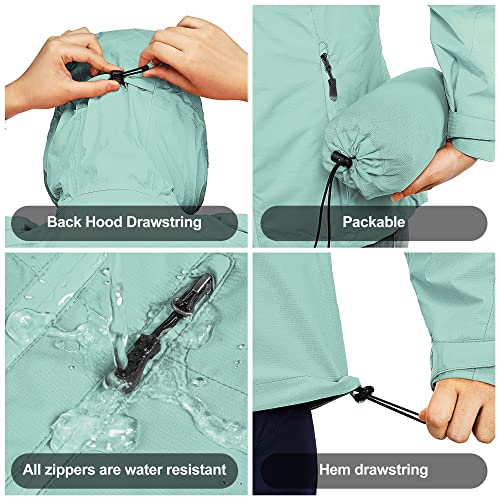 33,000ft Packable Rain Jacket Women Lightweight Waterproof Raincoat with Hood Cycling Bike Jacket Windbreaker