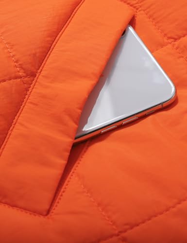 ROJZR Womens Lightweight Quilted Puffer Jackets Oversized Zip Up Packable Padded Jacket Winter Warm Down Coats (Orange-S)