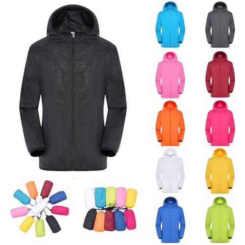 Unisex Raincoat Hooded Packable Quick Dry Lightweight Sun Protection Jacket Cycling Waterproof Windproof Rain Jacket