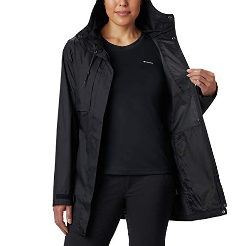 Columbia Women's Plus Size Pardon My Trench Rain Jacket, Black, 2X