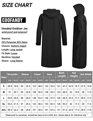 COOFANDY Men's Rain Jacket with Hood Waterproof Lightweight Active Long Raincoat