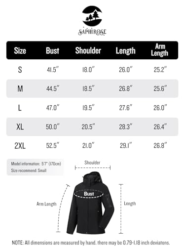 SaphiRose Womens Waterproof Rain jacket Lightweight Active Outdoor Raincoat with Removable Hood (Black,Large)