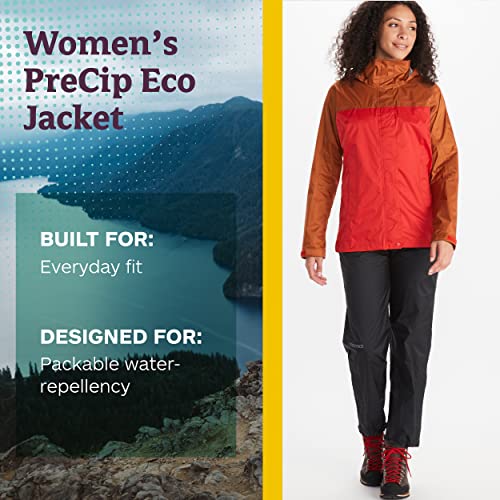 MARMOT Women's PreCip ECO Jacket | Lightweight, Waterproof Jacket for Women, Ideal for Hiking, Jogging, and Camping, 100% Recycled, Black, Large
