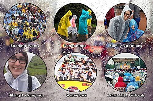 Rain Ponchos Raincoats for Adults Women Men, Reusable 2 Pack Rain Jacket Coats with Hood for Family Disney Camping Hiking(1 White+1 Black)