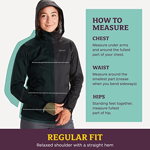 MARMOT Women's PreCip ECO Jacket | Lightweight, Waterproof Jacket for Women, Ideal for Hiking, Jogging, and Camping, 100% Recycled, Black, Large