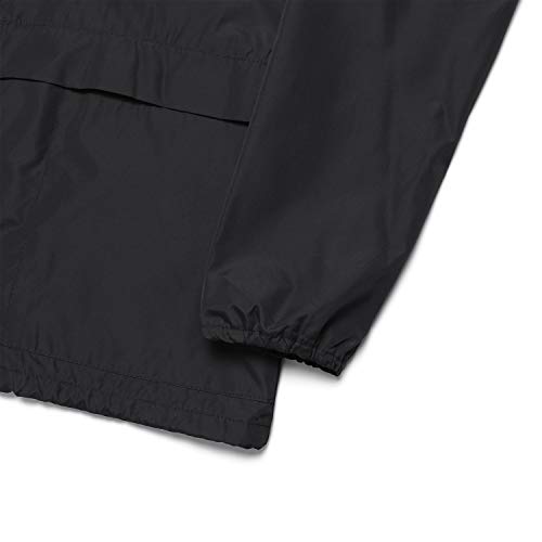 Women's Waterproof Hooded Raincoat Lightweight Rain Jacket Black Windbreaker with Pocket for Outdoor Black XL