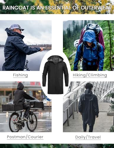 COOFANDY Men's Packable Rain Jacket Outdoor Waterproof Hooded Lightweight Classic Cycling Raincoat