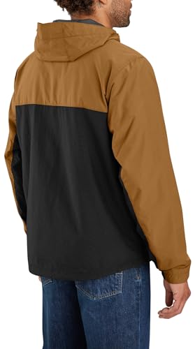 Carhartt Men's Rain Defender Loose Fit Lightweight Packable Anorak, Brown/Black, Medium