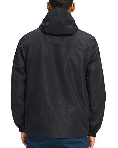 CAMEL CROWN Men's Waterproof Shell Jacket Windbreaker Hooded Rain Coat for Outdoor Hiking Climbing Traveling Black XXXL