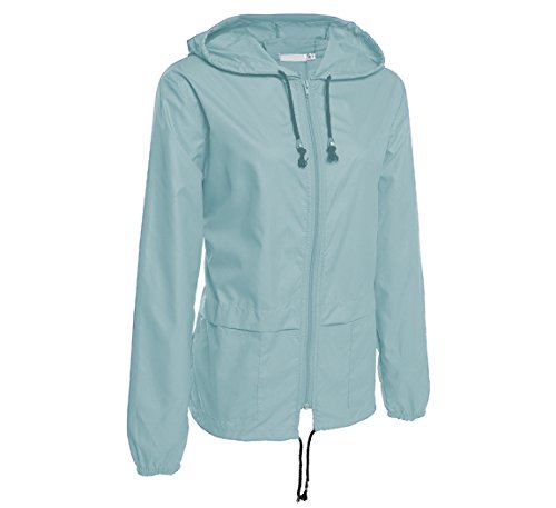 Hount Women's Lightweight Hooded Raincoat Waterproof Packable Active Outdoor Rain Jacket (M, Light Green)