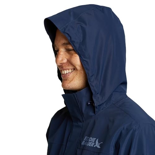 Eddie Bauer Men's Rainfoil Packable Jacket, Medium Indigo Recycled, XX-Large