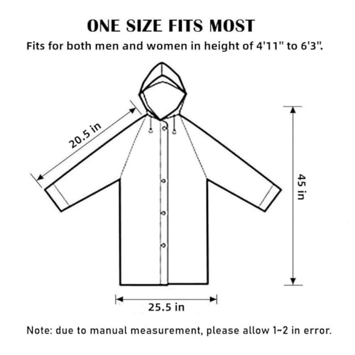 RUISHYY Rain Ponchos for Adults, Reusable EVA Rain Coats Waterproof Hooded Rain Jackets Rainwear for Women Men, Pack of 2