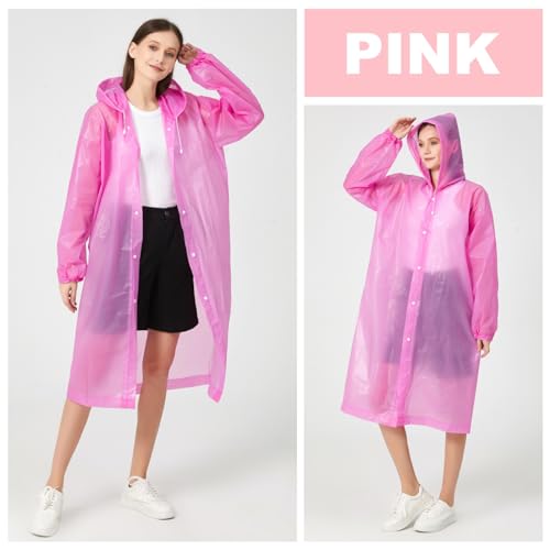 RUISHYY Rain Ponchos for Adults, Reusable EVA Rain Coats Waterproof Hooded Rain Jackets Rainwear for Women Men, Pack of 2