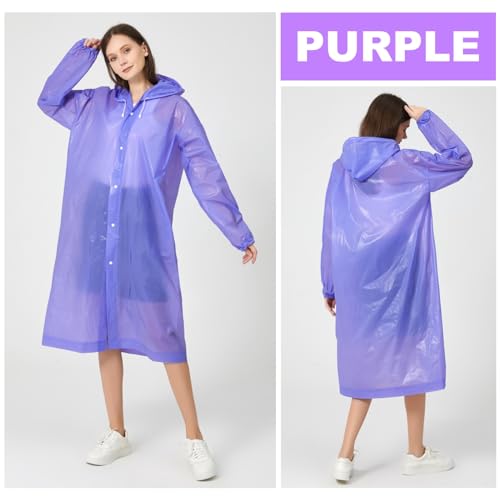 RUISHYY Rain Ponchos for Adults, Reusable EVA Rain Coats Waterproof Hooded Rain Jackets Rainwear for Women Men, Pack of 2
