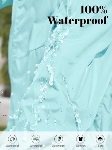 CRIPOM Womens Jacket With Hood Waterproof Lightweight Packable Rain Coats For Women Outdoor Raincoat With Pockets Blue L