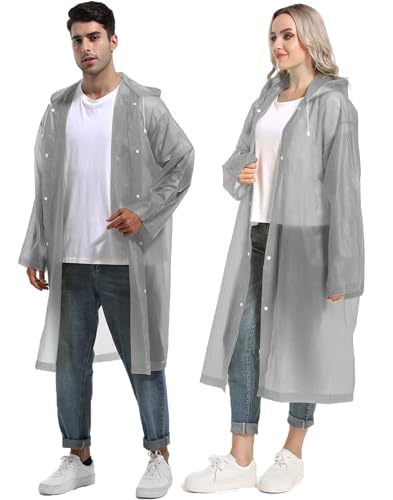 HOOMBOOM Rain Ponchos for Adults Reusable Raincoats Hooded for Women Men Survival Heavy Duty Military Impermeable 2 Packs Rain Coat