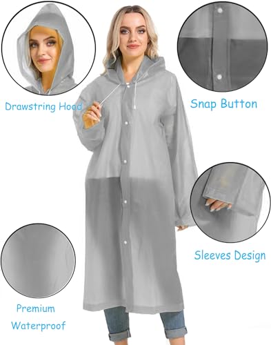 HOOMBOOM Rain Ponchos for Adults Reusable Raincoats Hooded for Women Men Survival Heavy Duty Military Impermeable 2 Packs Rain Coat
