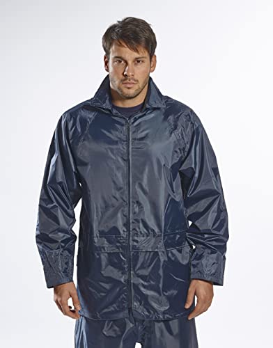 Portwest US440NARL Regular Fit Classic Rain Jacket, Large, Navy