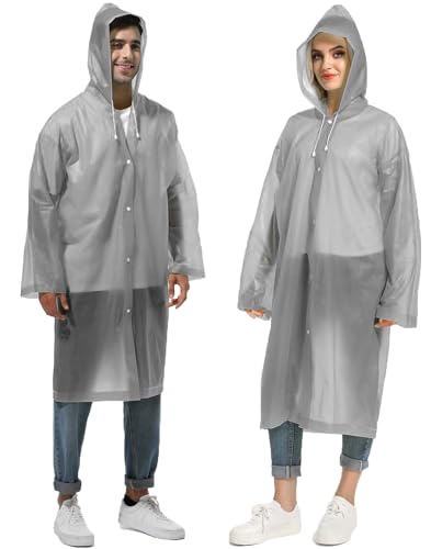 HOOMBOOM Rain Ponchos for Adults Reusable Raincoats Hooded for Women Men Survival Heavy Duty Military Impermeable 2 Packs Rain Coat