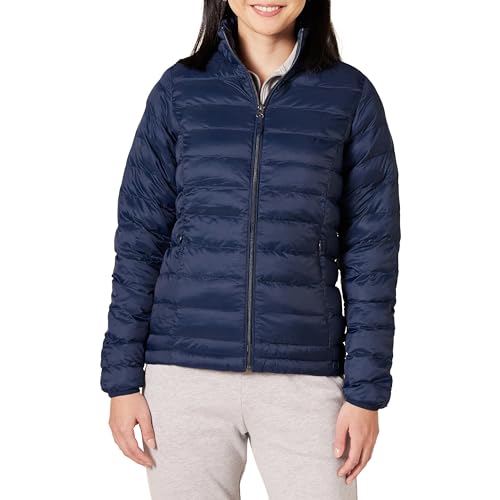 Amazon Essentials Women's Lightweight Long-Sleeve Water-Resistant Packable Puffer Jacket (Available in Plus Size), Navy, Large