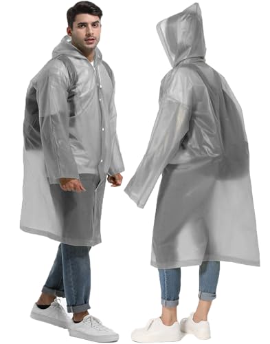 HOOMBOOM Rain Ponchos for Adults Reusable Raincoats Hooded for Women Men Survival Heavy Duty Military Impermeable 2 Packs Rain Coat