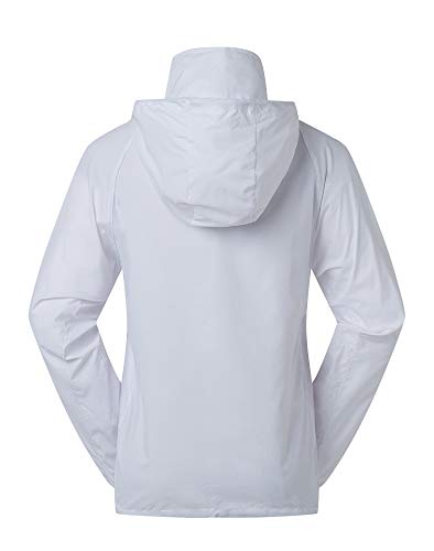 Spmor Women's Lightweight Waterproof Jacket Hooded Windbreaker Running Coat White L