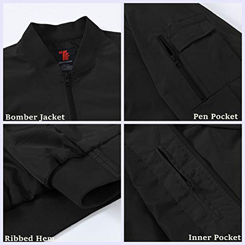 Rdruko Men's Windbreaker Lightweight Bomber Jacket Causal Fashion Light Jacket(Black, US XXXL)